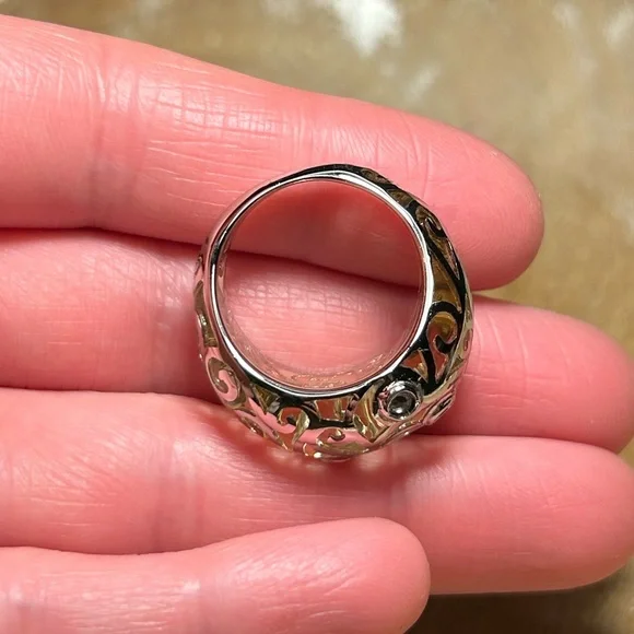 Angelique De Paris Clear Resin & White Topaz Contessa Dome Sterling Silver Ring